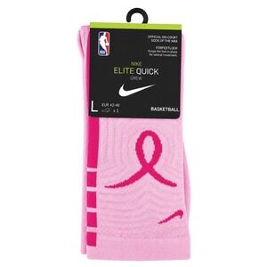 Nike Elite Quick Crew Basketball Socks Pink Breast Cancer Awareness NBA Large L